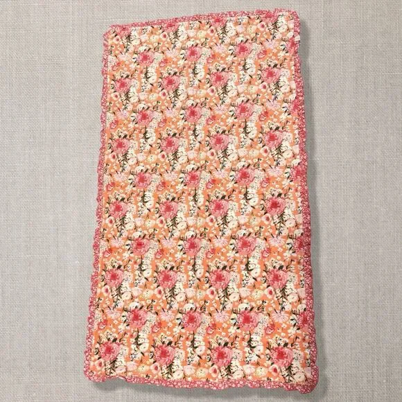 SweetHoney Floral Peony Blanket Towel Soft Plush Nap Blanket 29x52 Orange Pink - Picture 2 of 6